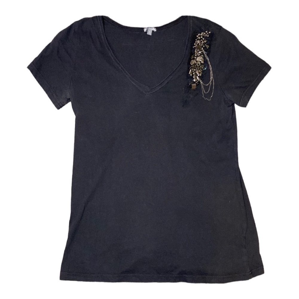 Charlotte Russe Black Jeweled V-Neck